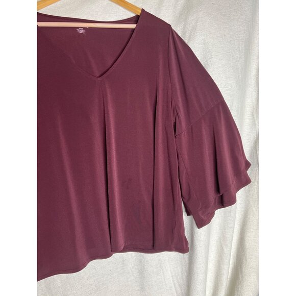 Lane Bryant Burgundy Bell 3/4 Sleeve V-Neck Blouse 18/20 Women Pullover Comfy - Picture 6 of 16